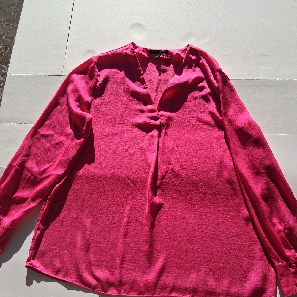 Banana Republic Hot Pink V-Neck Long Sleeve Blouse